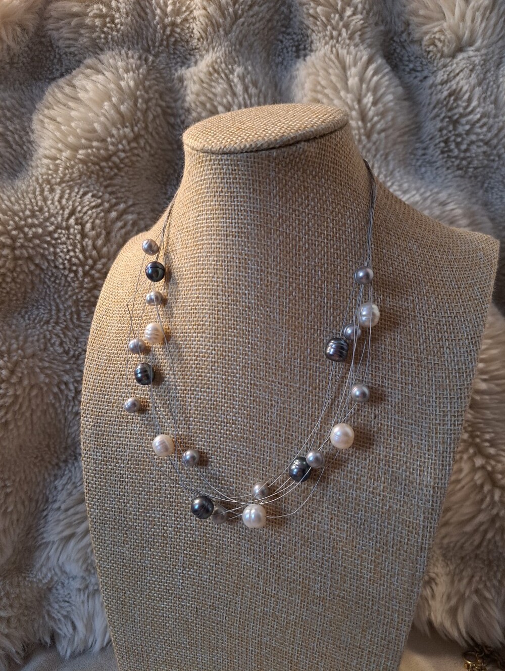 Freshwater Pearl Illusion Wire Necklace